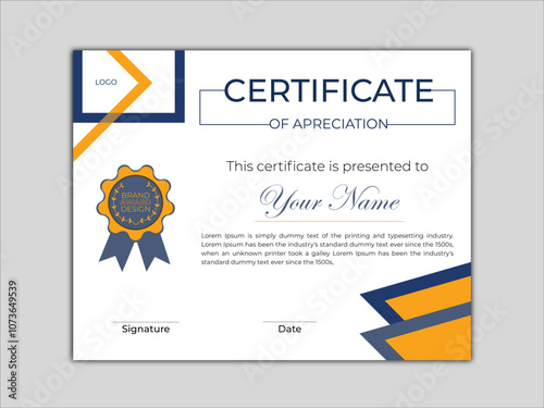 Modern Elegant Luxury Certificate Template Set. Flat design modern certificate template design. Abstract certificate design template. Corporate employee of the month certificate award template design.