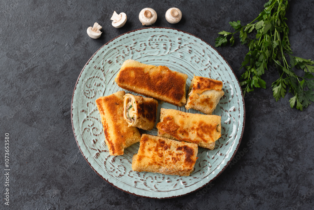 Croquettes stuffed with mushrooms and cheese