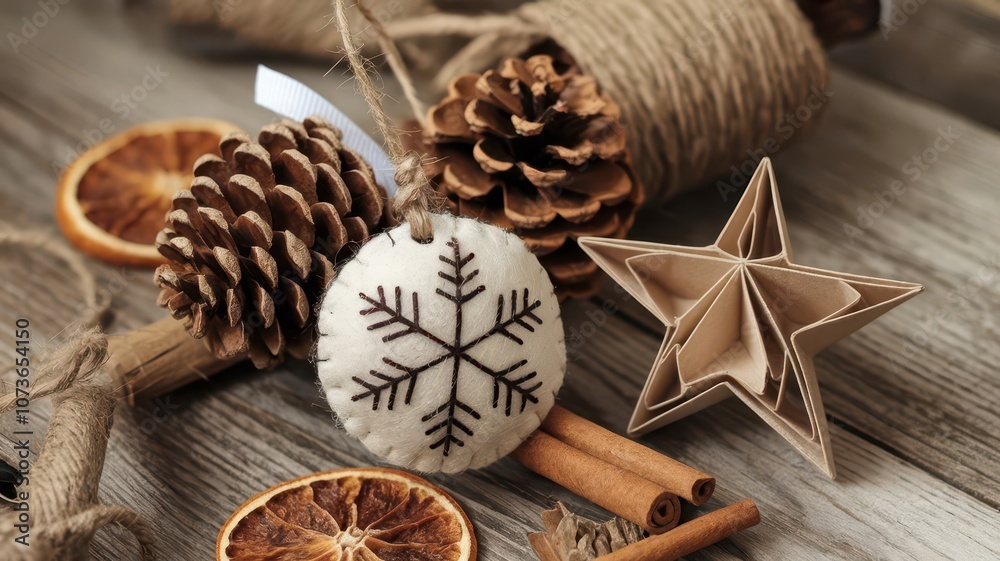 Rustic Christmas centerpiece featuring pine cones, dried orange slices, and cinnamon sticks. ideal for festive tablescaping, holiday decor, and seasonal decoration Rustic Christmas centerpiece featuring pine cones, dried orange slices, and cinnamon sticks. ideal for festive tablescaping, holiday decor, and seasonal decoration