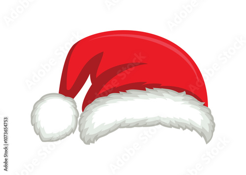 Christmas Santa claus hat icon vector isolated on a white background. Santa Claus red hat with pom pom vector illustration. Christmas symbol in cartoon style