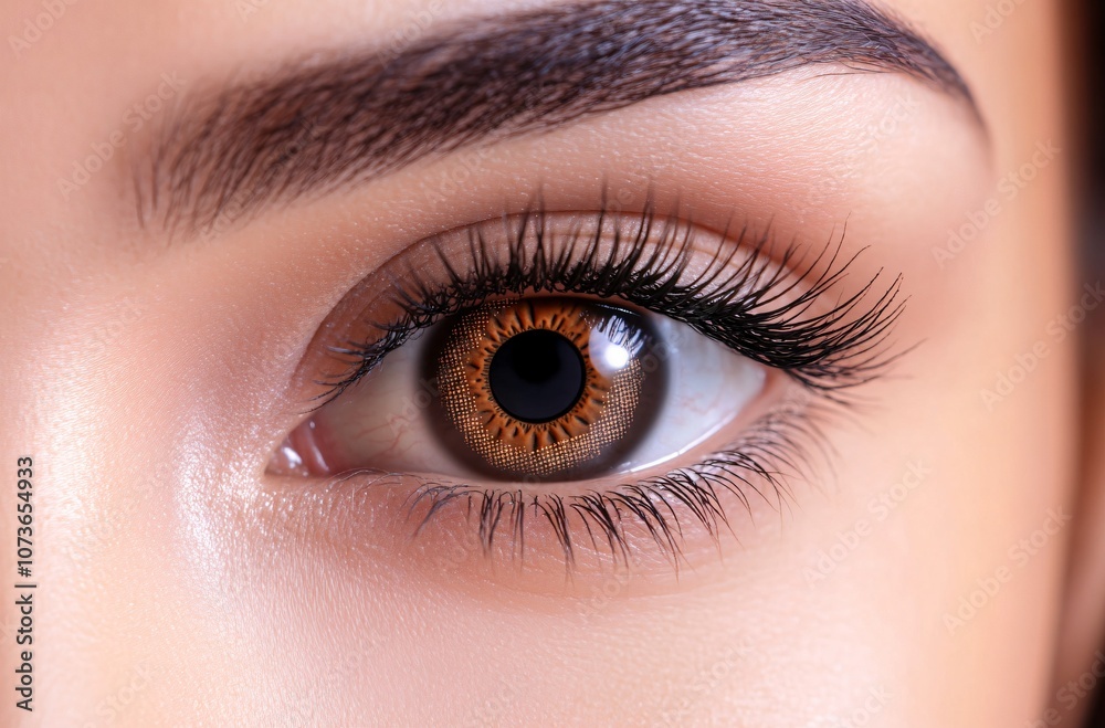 Obraz premium Close-up of Brown Eye with Contact Lens