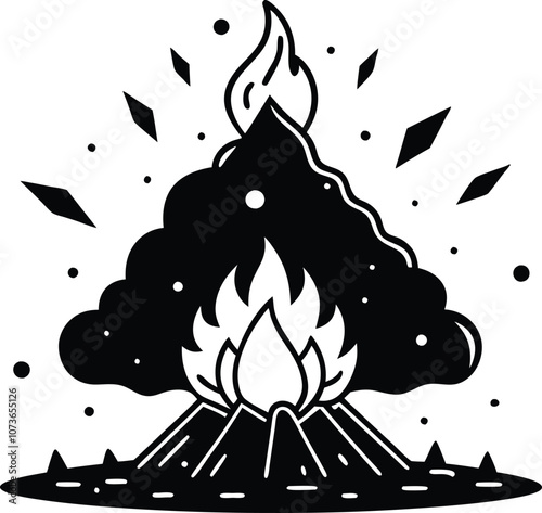 bonfire vector silhouette, fire vector, Campfire icon, flame icon