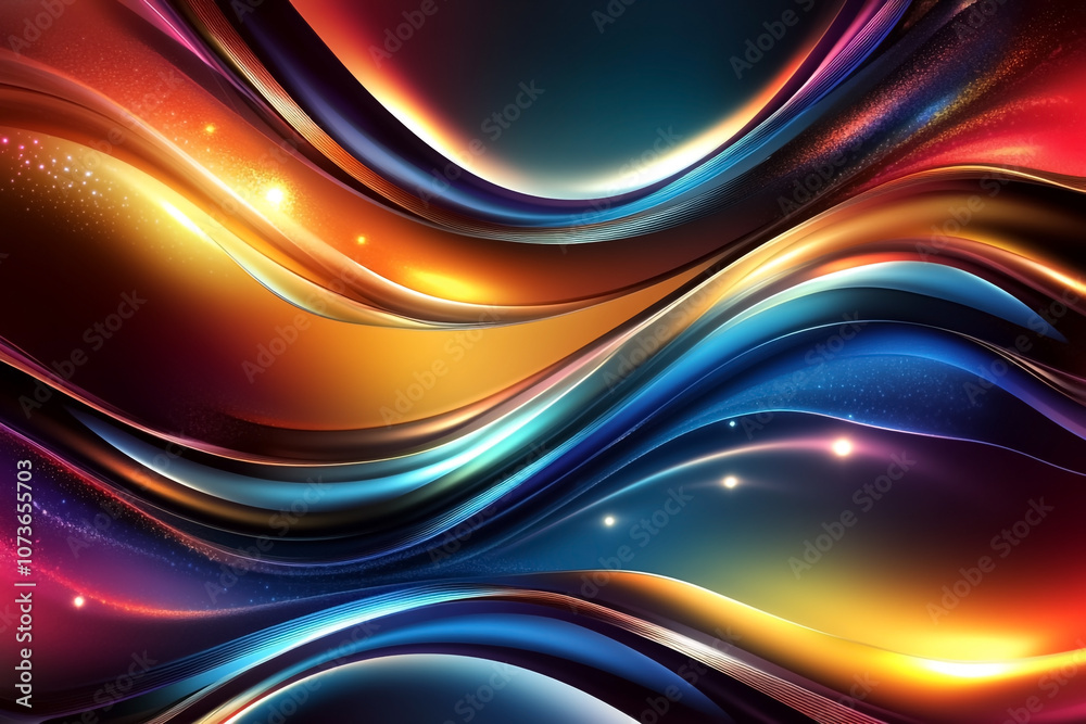 Naklejka premium metallic color wave abstract background with neon light effect