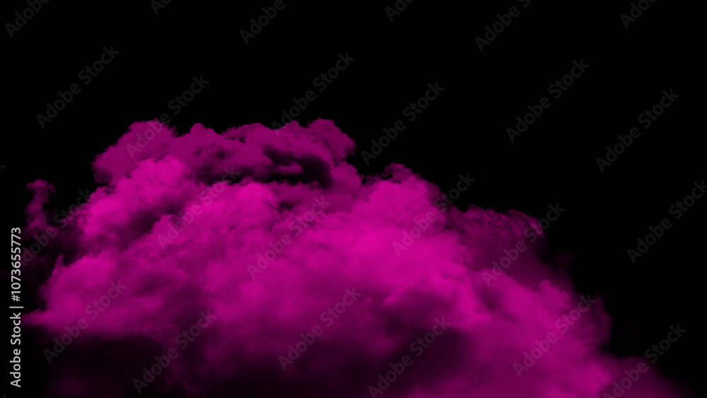 Pink cloud on a black background.	