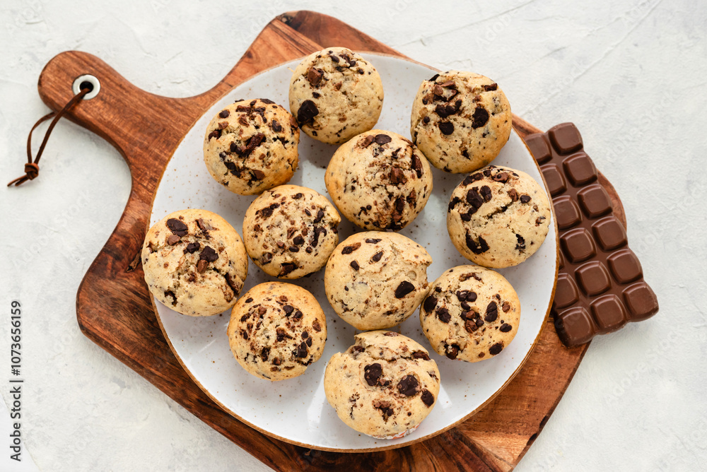 Homemade muffins with pieces of chocolate