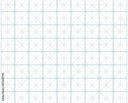 Workbook for writing hieroglyphs. Lined mesh paper for printing. Geometric pattern for school. Lined paper. Simulator for writing Chinese characters. Page of calligraphy exercises. Graph paper
