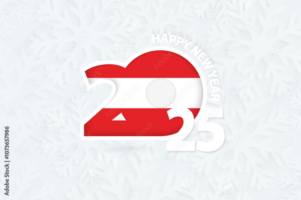 New Year 2025 for Austria on snowflake background. New Year 2025 for Austria on snowflake background.