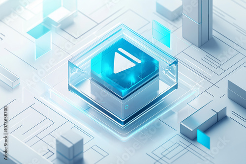 an isometric video player icon