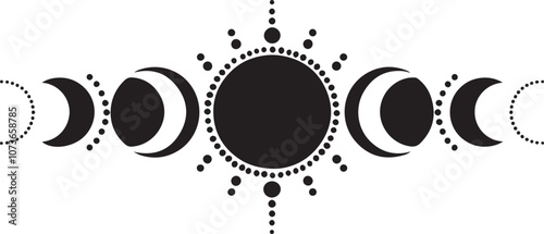 Art & Illustration of modern solar or lunar eclipse silhouette vector art