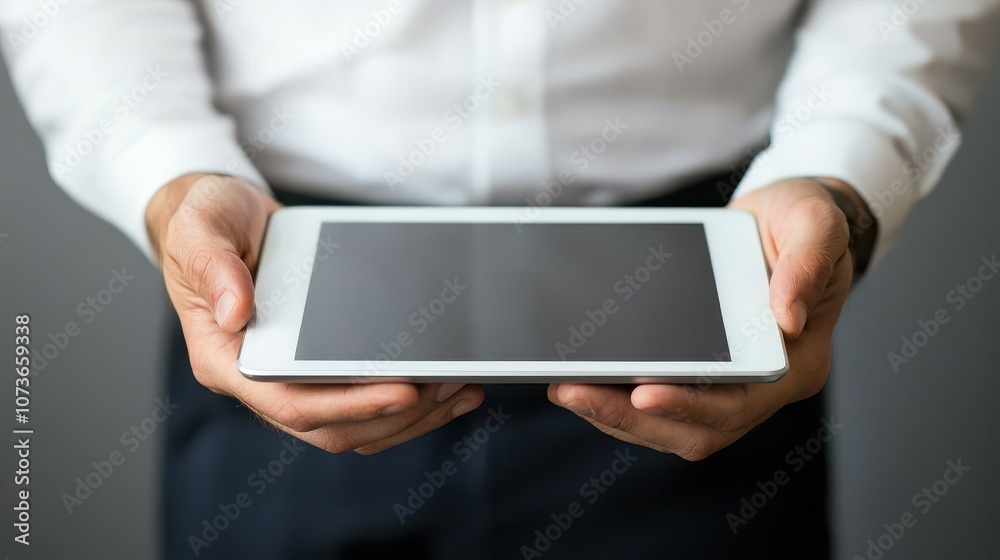 Entrepreneur presents innovative ideas using tablet for business growth and success Entrepreneur presents innovative ideas using tablet for business growth and success