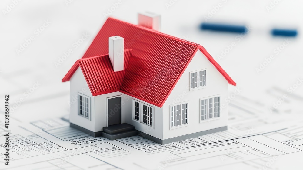 Home loan decision, real estate investment and financial paperwork, 3D illustration Home loan decision, real estate investment and financial paperwork, 3D illustration