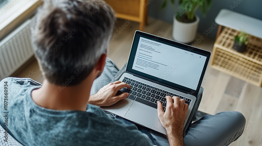Indian Man Watching Webinar at Home