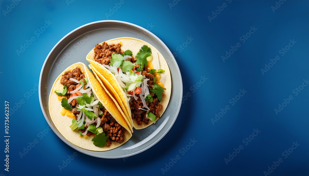 Tacos filled with seasoned ground beef, crisp lettuce, shredded cheese, and a dollop of_1(688) Tacos filled with seasoned ground beef, crisp lettuce, shredded cheese, and a dollop of_1(688)
