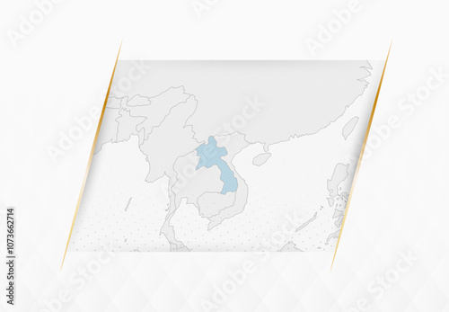 Laos Map in Blue with Gold Framed Accents. Modern Vector Map of Laos.