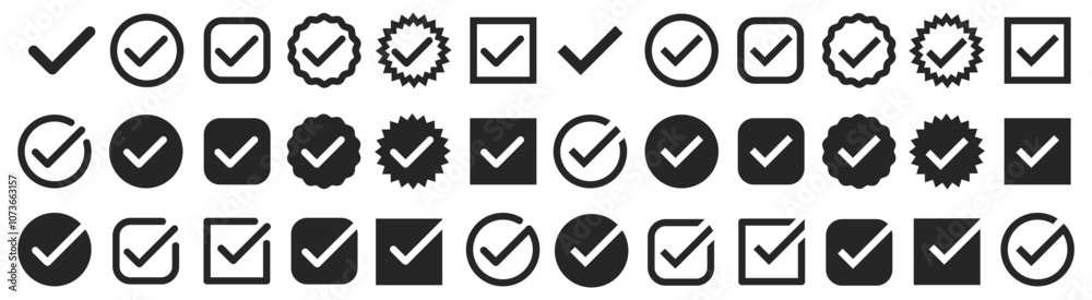 Check mark, tick and cross button, x mark, approved symbol isolated, check box with sign set - vector Check mark, tick and cross button, x mark, approved symbol isolated, check box with sign set - vector