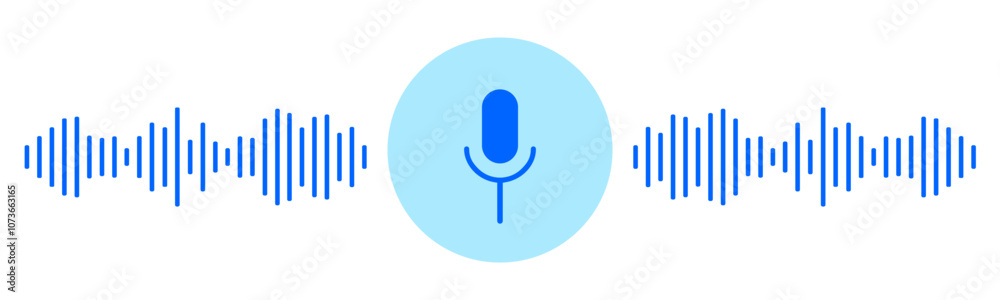 Microphone icon with sound waves, recording voice message sign Microphone icon with sound waves, recording voice message sign