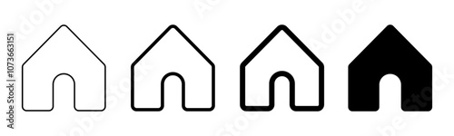 House icon, home sign, web home icon, flat style houses in outline and solid design photo