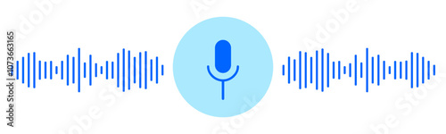 Microphone icon with sound waves, recording voice message sign