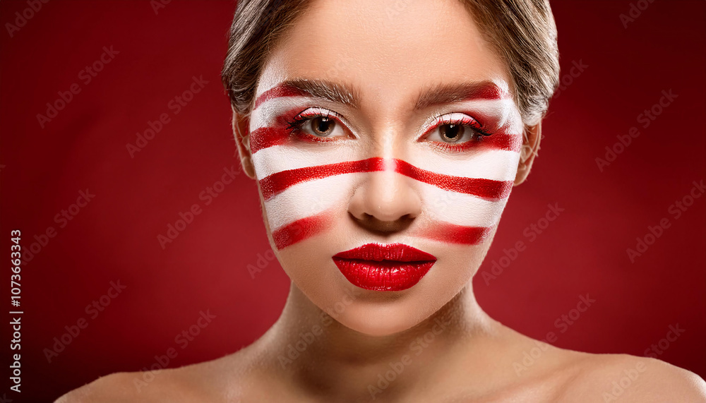 Candy Cane Stripes with Red and White Makeup Candy Cane Stripes with Red and White Makeup
