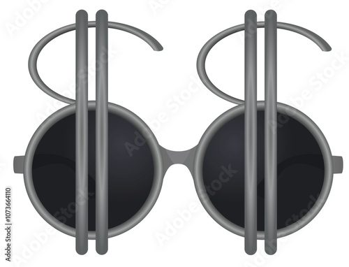 Black glasses with usd icon. vector