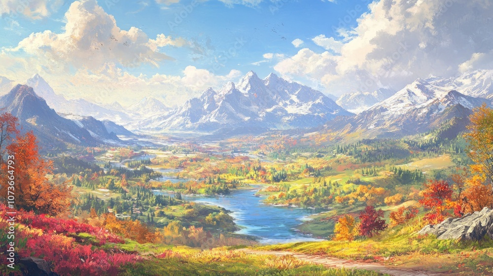 Naklejka premium Majestic Mountain Valley