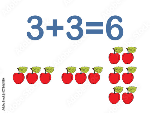 Addition components. Mathematical formula addend plus addend equals sum. Printed material, banner, table for children, schoolchildren. School education, logical tasks