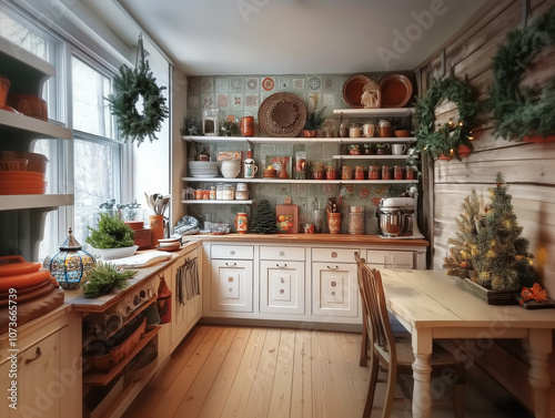 Warm and rustic kitchen wit...