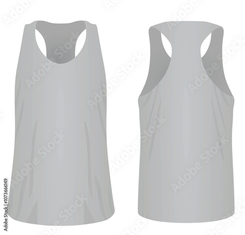 Grey  sleeveless t shirt. vector illustration