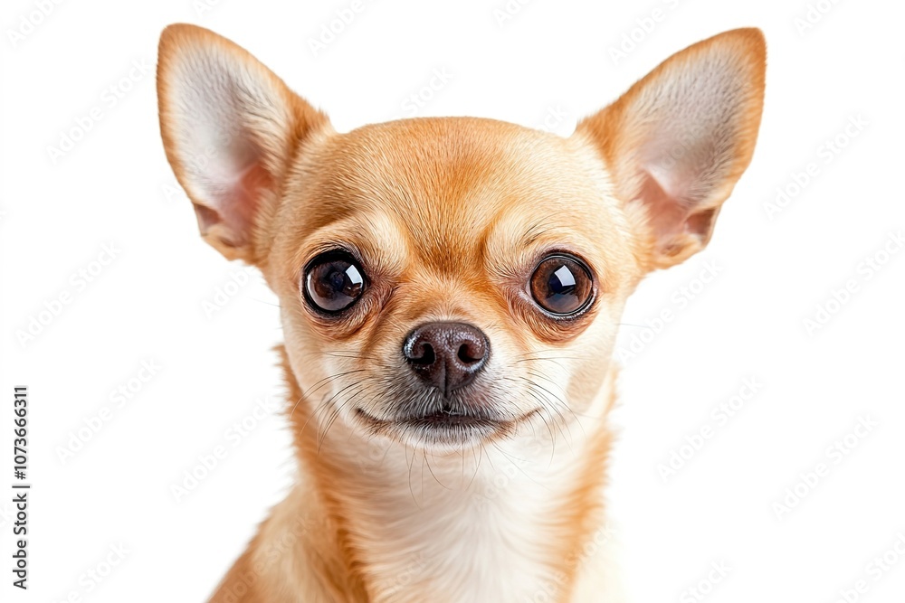 Close-up of cute Chihuahua with big eyes on white Close-up of cute Chihuahua with big eyes on white