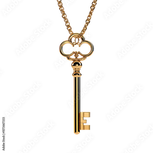 Elegant Gold Key Pendant Necklace on a Delicate Chain Perfect for Fashion, Jewelry Collections, Gifts, and Personal Accessories in Stylish Settings