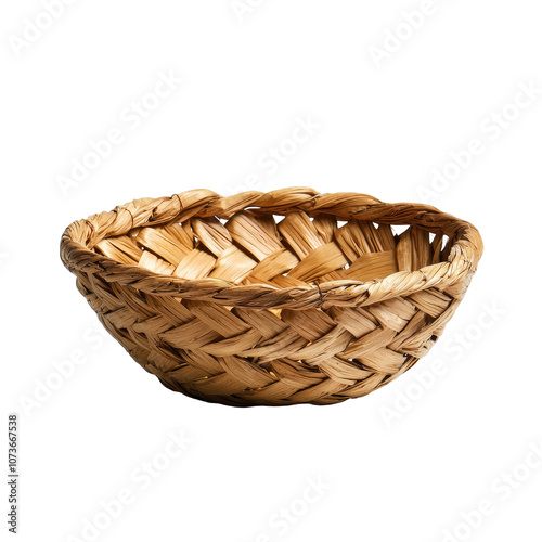 Natural Handmade Woven Basket with Intricate Weaving Patterns Ideal for Serving, Storing, or Decorating in Rustic, Bohemian, or Eco-Friendly Home Decor Styles photo