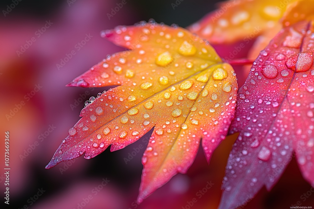 A leaf with raindrops on it A leaf with raindrops on it