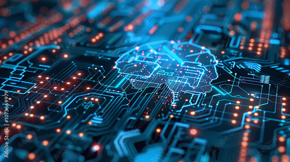 A Digital Representation of a Brain Interconnected With Intricate Circuit Patterns, Symbolizing the Fusion of Technology and Human Intelligence in Artificial Intelligence Development A Digital Representation of a Brain Interconnected With Intricate Circuit Patterns, Symbolizing the Fusion of Technology and Human Intelligence in Artificial Intelligence Development