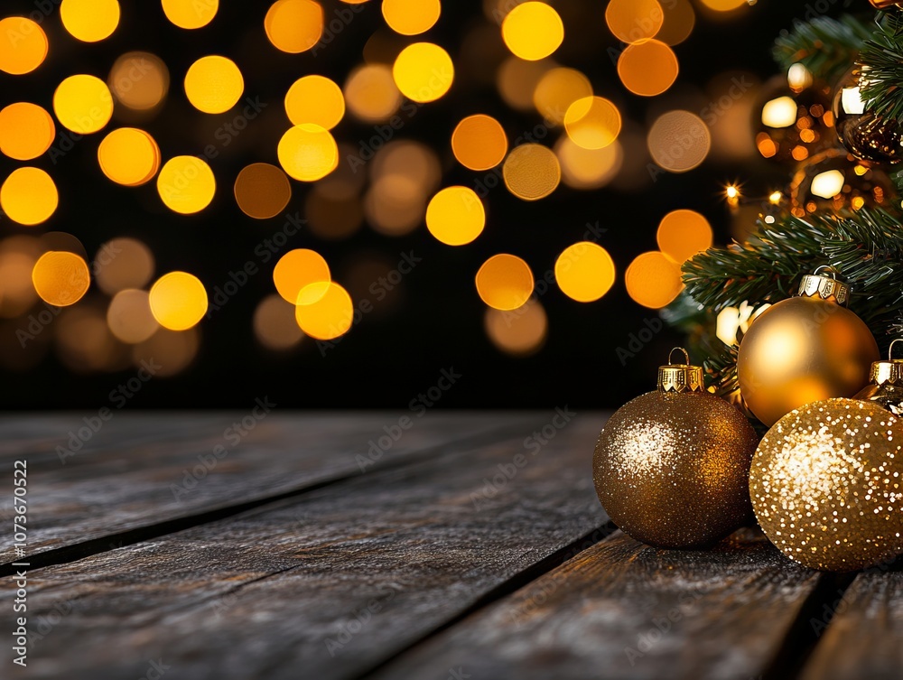 Fototapeta premium A wooden table with gold ornaments on top of it