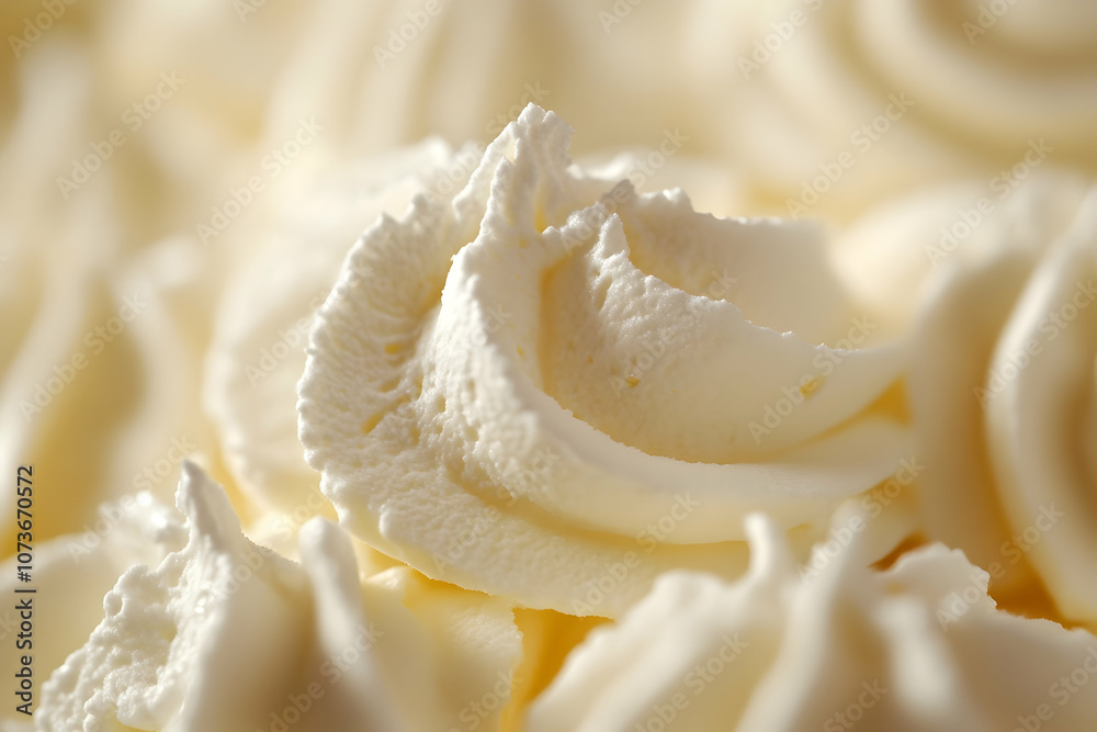 Delicate swirls of rich whipped cream create an inviting texture atop a sweet treat Delicate swirls of rich whipped cream create an inviting texture atop a sweet treat