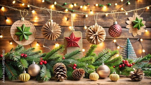 Upcycled Christmas Decor: Eco-Friendly Holiday Decorations with Recycled Paper Ornaments, Fabric Garlands, and Pine Cones