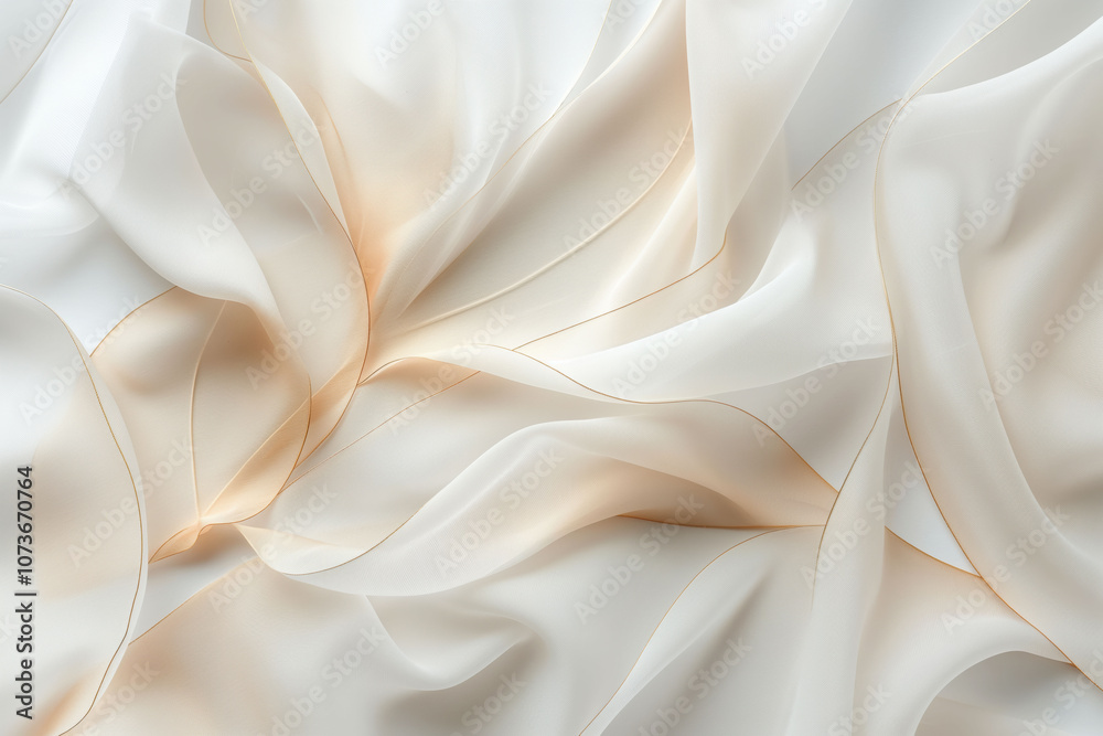 Fototapeta premium Abstract organic forms intersecting with geometric lines on a soft white background