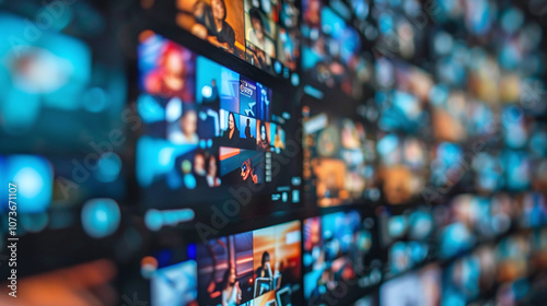 A Collage of Vibrant Digital Screens Displaying Various Content During a Tech Conference Showcasing Innovations and Presentations in a Lively and Dynamic Environment