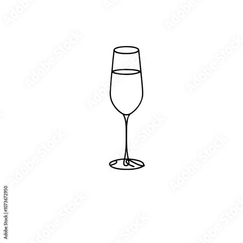 Minimalist champagne glass line art on neutral background