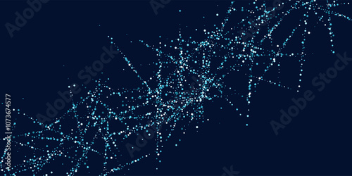 Bright vector illustration of magic sparkling shiny particles and lines on dark background.