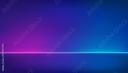 Blue and purple gradient studio background. Wallpaper features modern bright neon lines glowing from the stage floor. Abstract sci-fi glowing room concept. Futuristic minimalist walls.