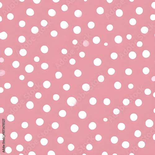 White polka dots on a light pink background. Small and sharp dot details in 8K.