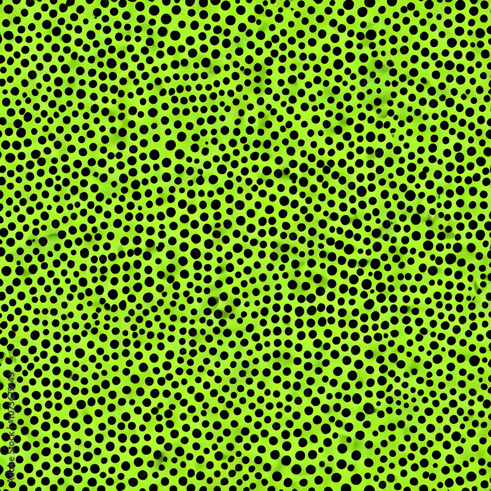 Black polka dots pattern on lime green background. Sharp black dots details in 8K. Black polka dots pattern on lime green background. Sharp black dots details in 8K.