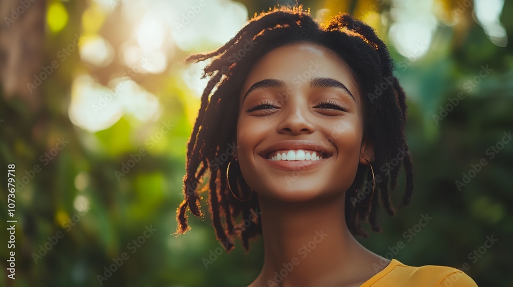 A woman with dreadlocks is smiling A woman with dreadlocks is smiling