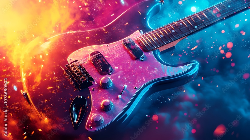 Naklejka premium a guitar with a bright blue body