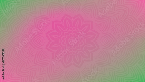 Round mandala on dreamy peach fuzz gradient background. Translucent mesh pattern in the form of a mandala. Mandala with floral patterns.Gradient background with round mandala.Vishal 