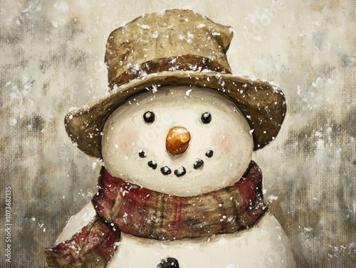 Vintage snowman with festive vibes photo