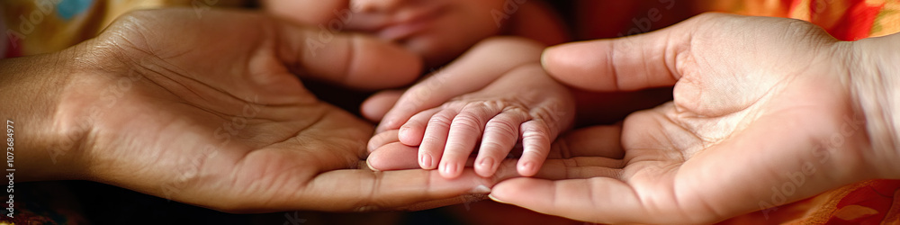 Nurturing Hands: A series of hands engrossed in different acts of caregiving, such as cradling a baby or tending to an elderly person. Nurturing Hands: A series of hands engrossed in different acts of caregiving, such as cradling a baby or tending to an elderly person.