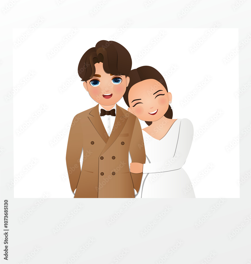 Creative Wedding invitation card Cute couple bride and groom with photo frame Creative Wedding invitation card Cute couple bride and groom with photo frame