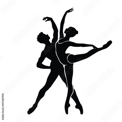A man and woman Couple are dancing vector silhouette isolated white background
